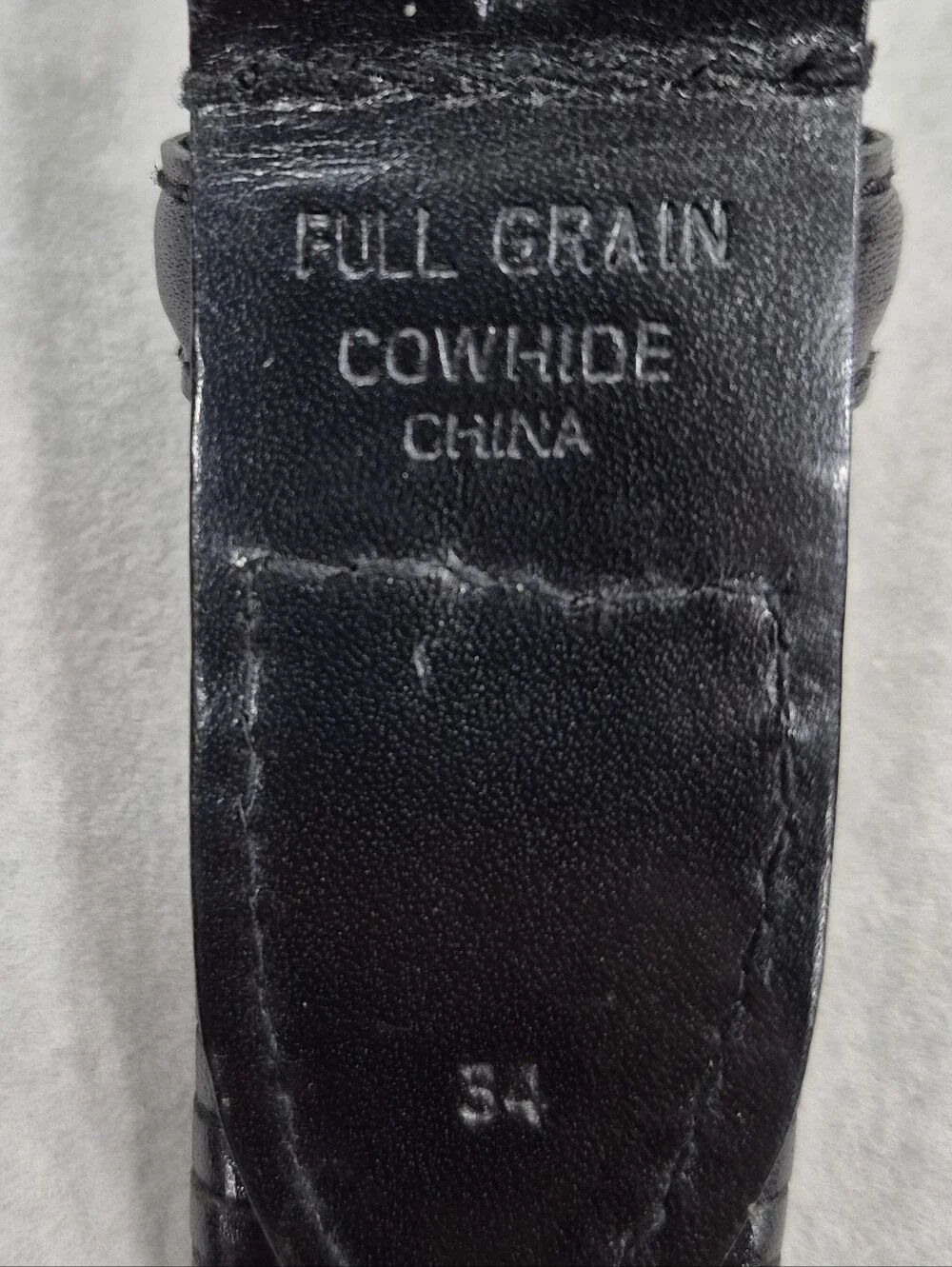 Woven belt men's 34 black full grain cowhide smoked black buckle